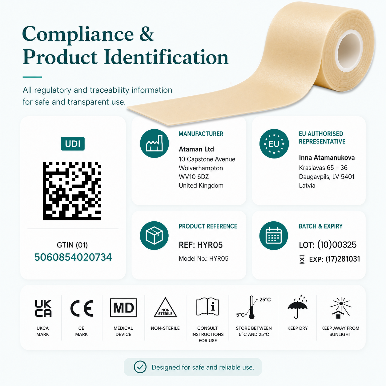 Hydrocolloid Dressing Roll 5cm x 5m