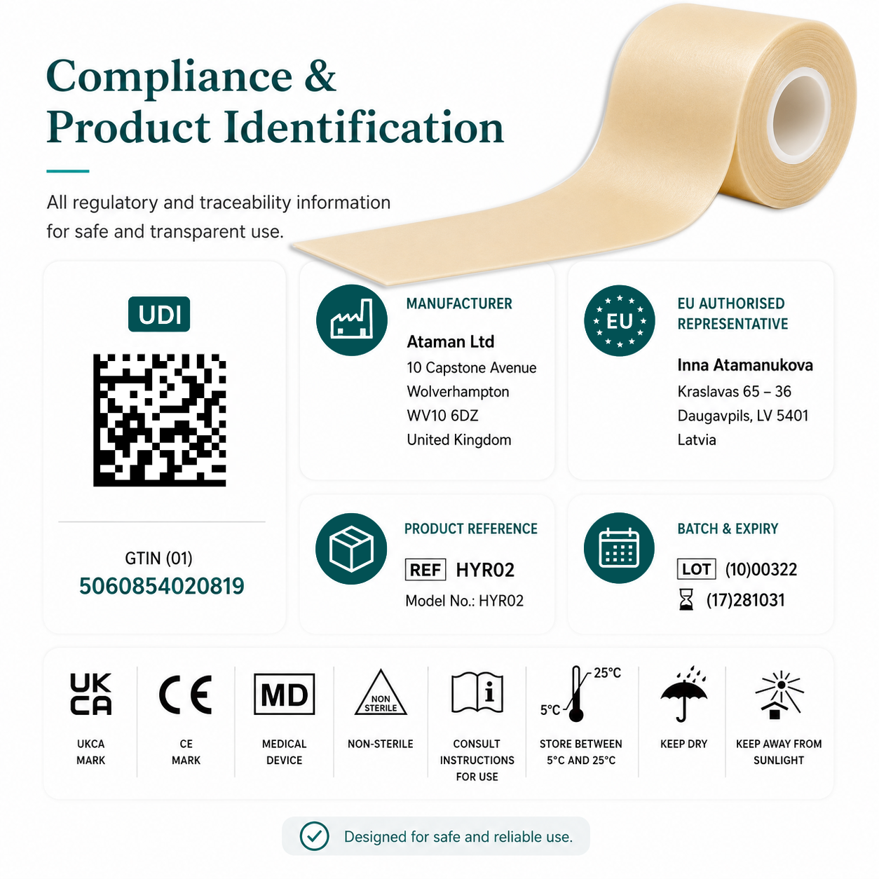 Hydrocolloid Dressing Roll 5cm x 2m